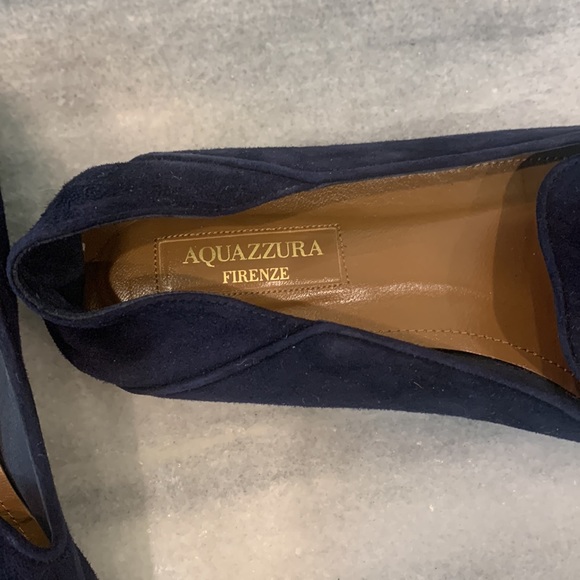 Aquazzura blue suede embroidered loafer size 35 (5) - Picture 4 of 6